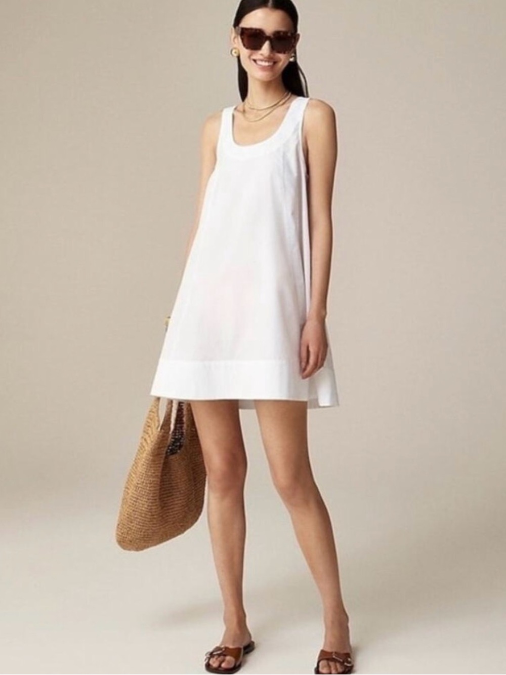J. Crew White Sleeveless A-Line Mini Dress